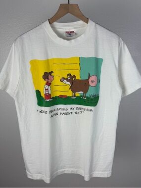 Vintage 90’s Laffline Comic Strip Bubble Gum Funny Humor Dog T Shirt Size Large